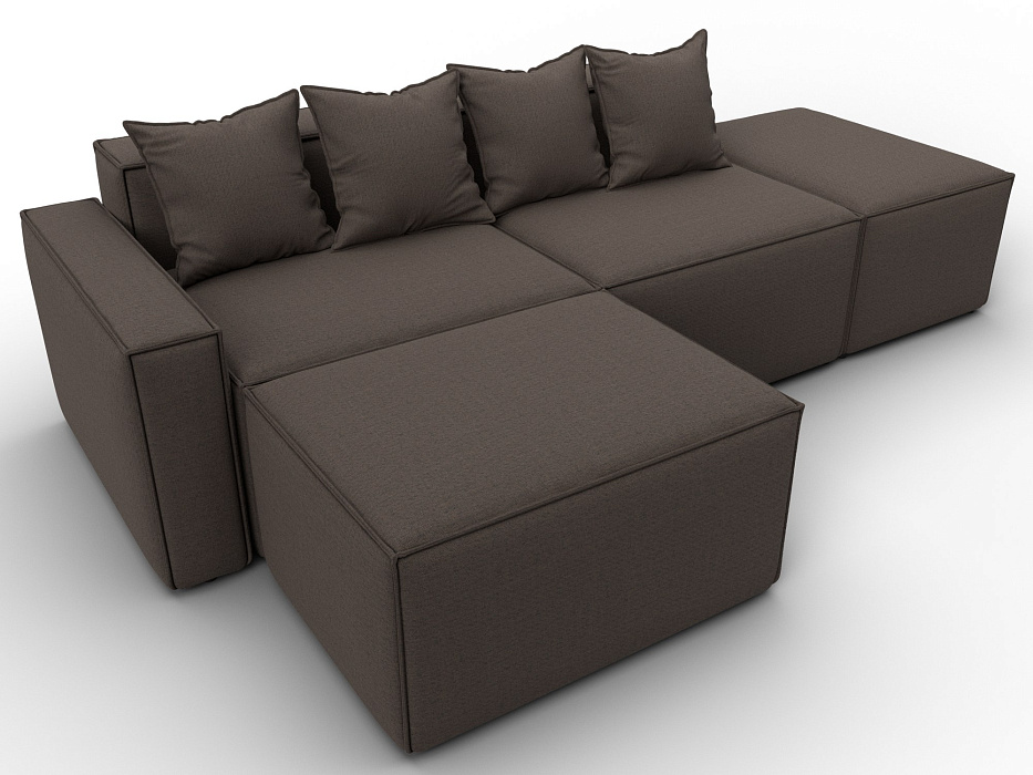 Диван угловой модульный Лига-063 угол левый (амур 05 коричневый)