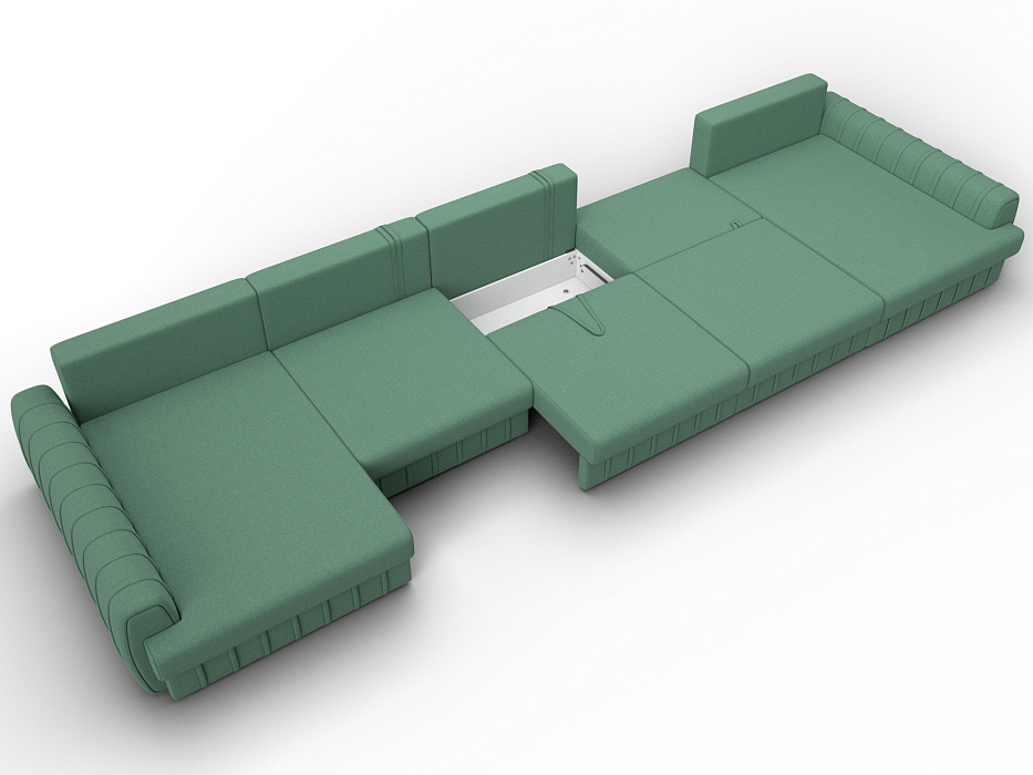 Диван П-образный Лига-057 НПБ МегаЛонг (амур 11 зеленый)