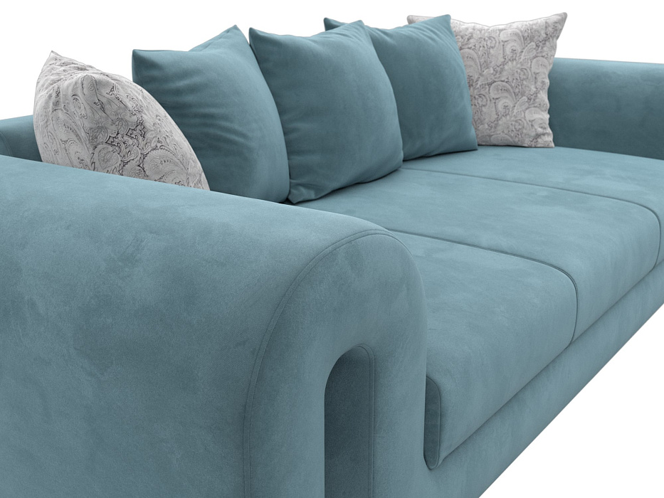 Диван прямой Волна (seven 113 бирюзовый;seven 17 серый)