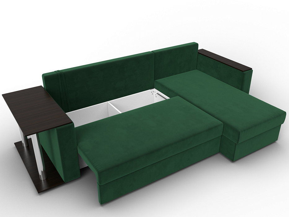 Диван угловой Атланта со столом правый угол (seven 626 зеленый)