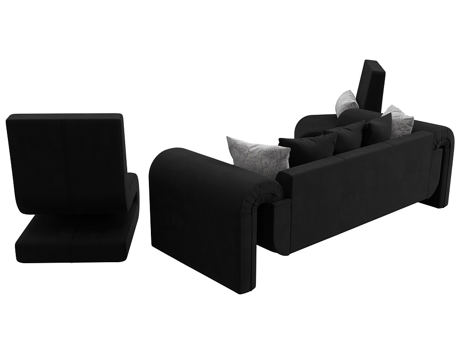 Набор Волна-1 (диван, 2 кресла) (черный;серый)