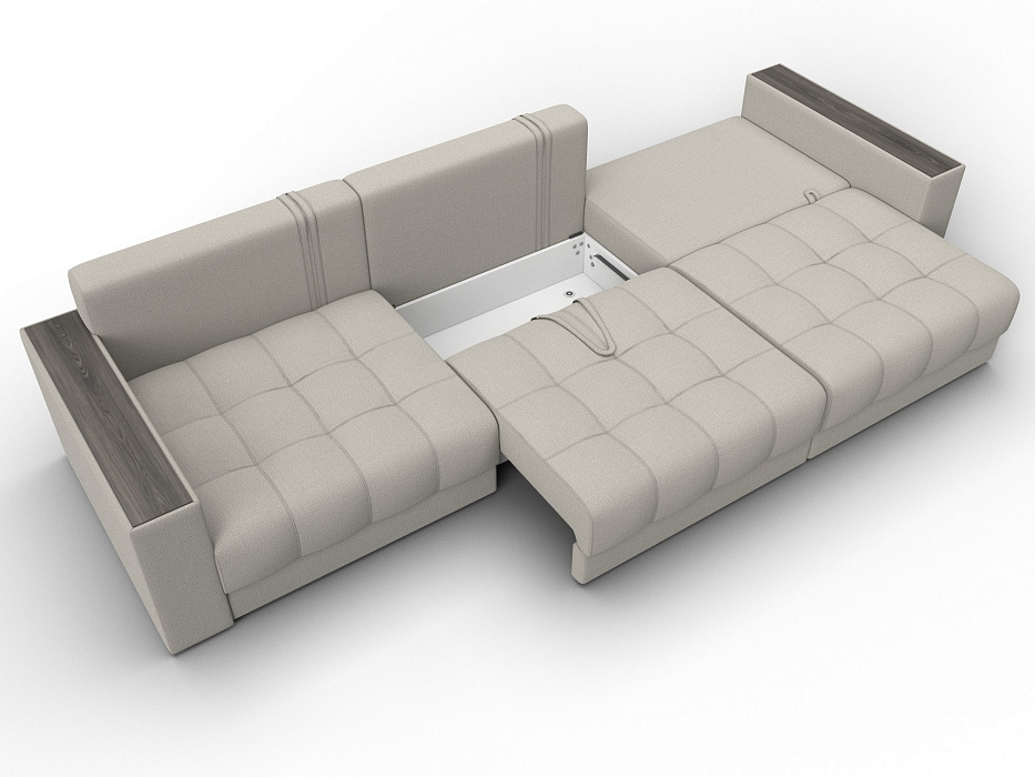 Диван прямой с декором Лига-049 НПБ Лонг (амур 02 бежевый)