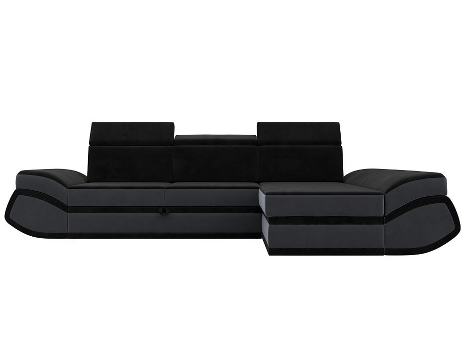 Диван угловой Лига-032 правый угол (seven 35 черный;seven 17 серый)