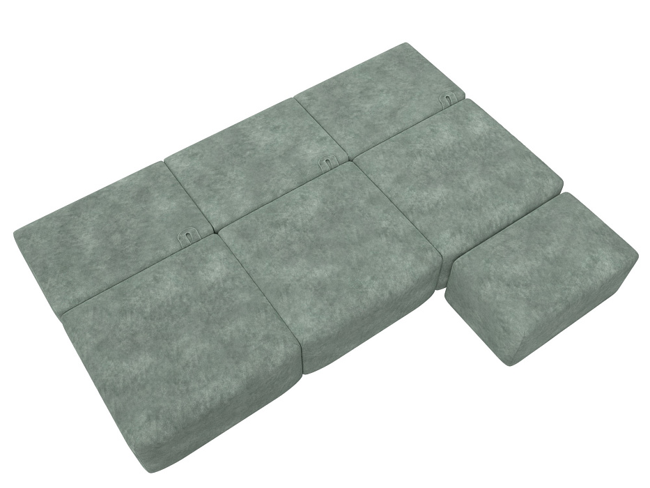 Диван прямой модульный с пуфом Лига-060 НПБ Лонг (brut 08 зеленый)