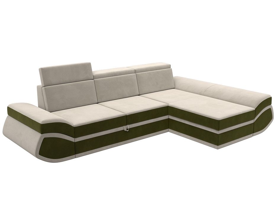 Диван угловой Лига-032 правый угол (бежевый;зеленый)