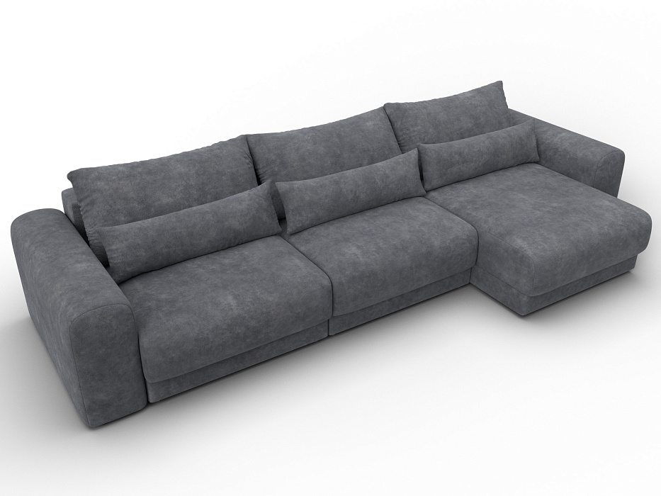 Диван угловой Лига-056 НПБ Лонг угол универсальный (brut 16 темно-серый)