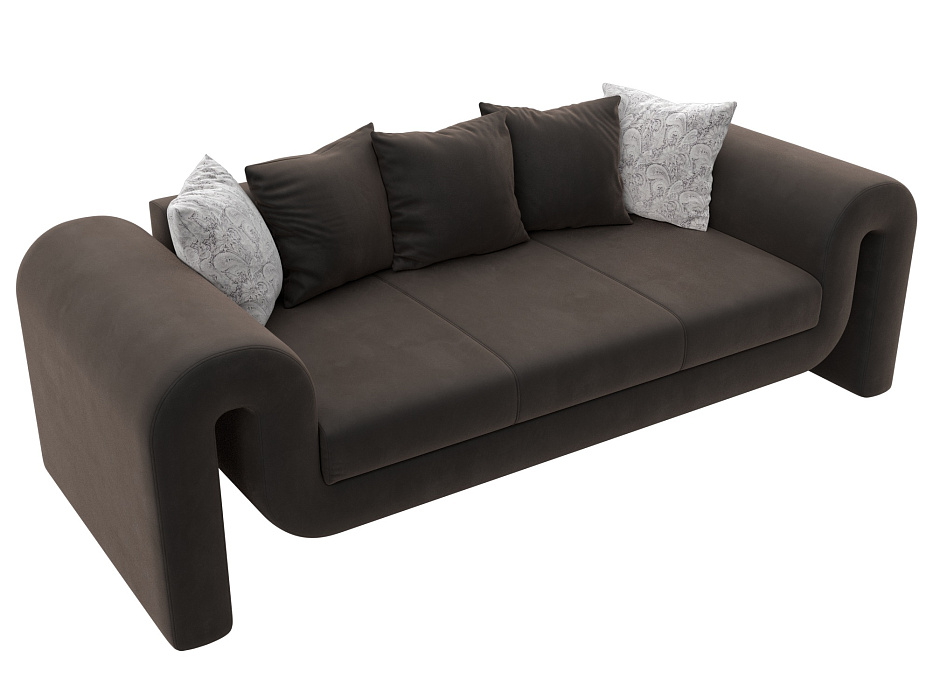 Диван прямой Волна (seven 727 коричневый;seven 17 серый)