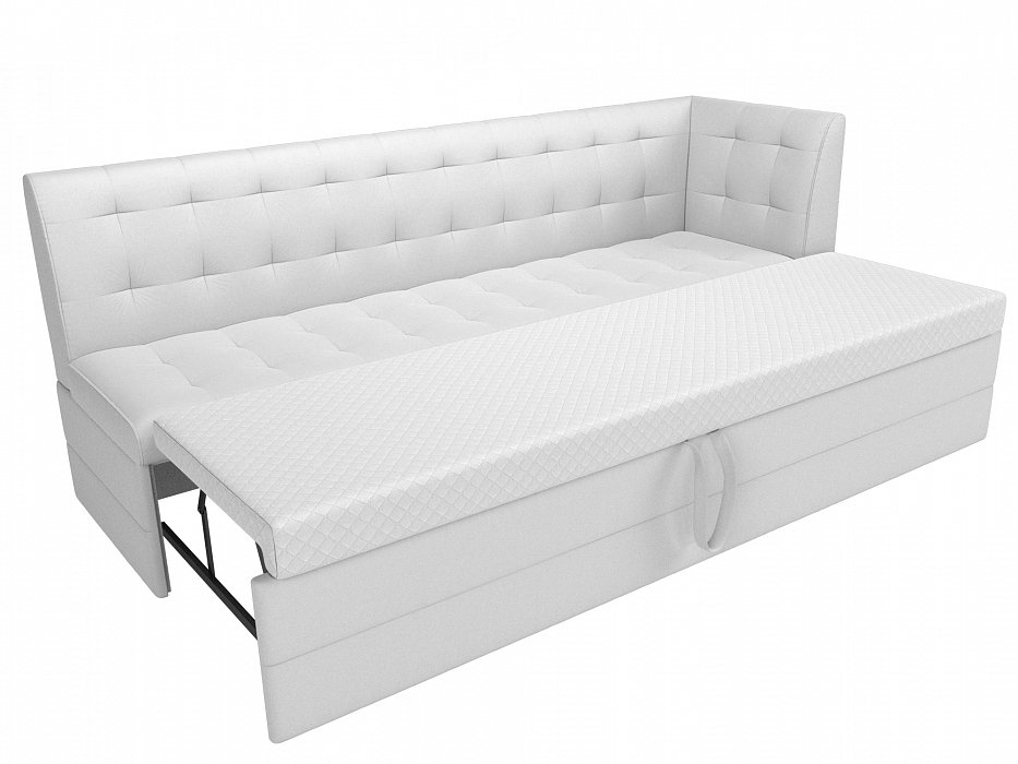 Диван кухонный прямой Бриз с углом справа (белый)