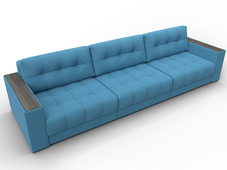 Диван прямой с декором Лига-049 НПБ Лонг (амур 10 голубой)