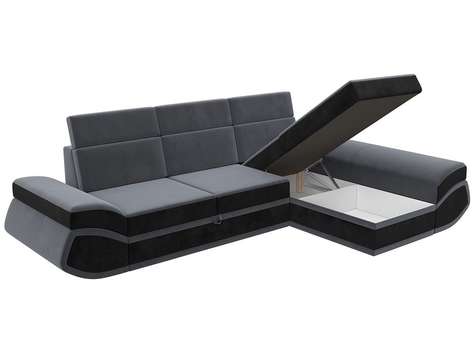 Диван угловой Лига-032 правый угол (seven 17 серый;seven 35 черный)