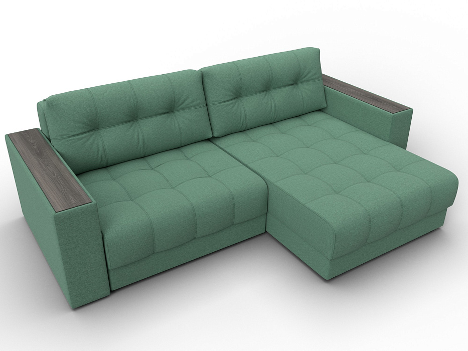 Диван угловой с декором Лига-049 НПБ (амур 11 зеленый)