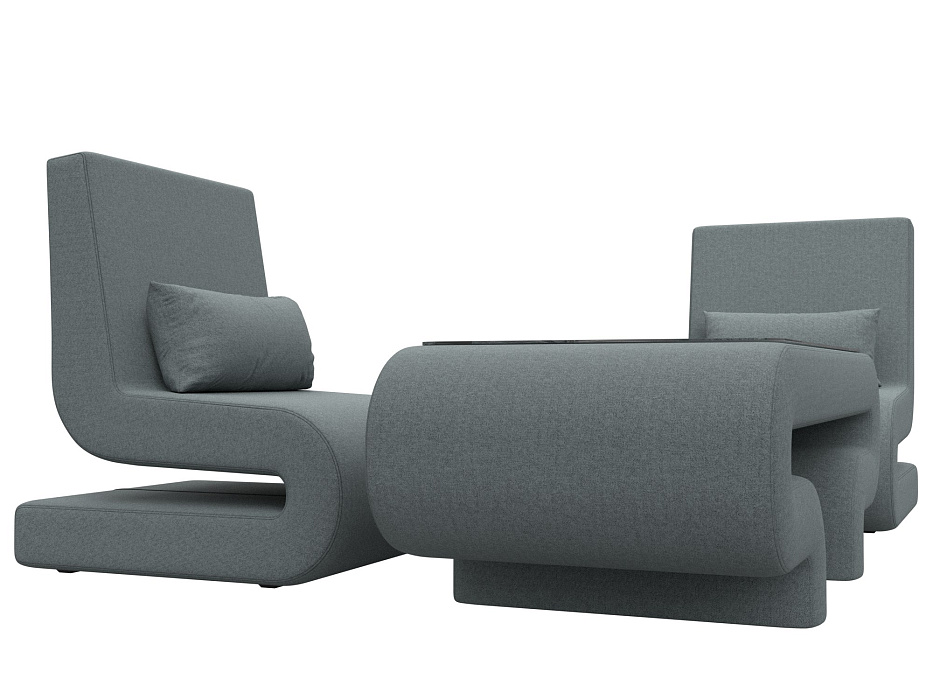 Набор Волна-3 (стол, 2 кресла) (амур 07 серый)