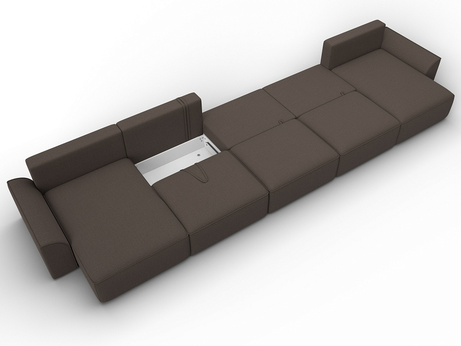 Диван П-образный Лига-048 НПБ МегаЛонг (амур 05 коричневый)