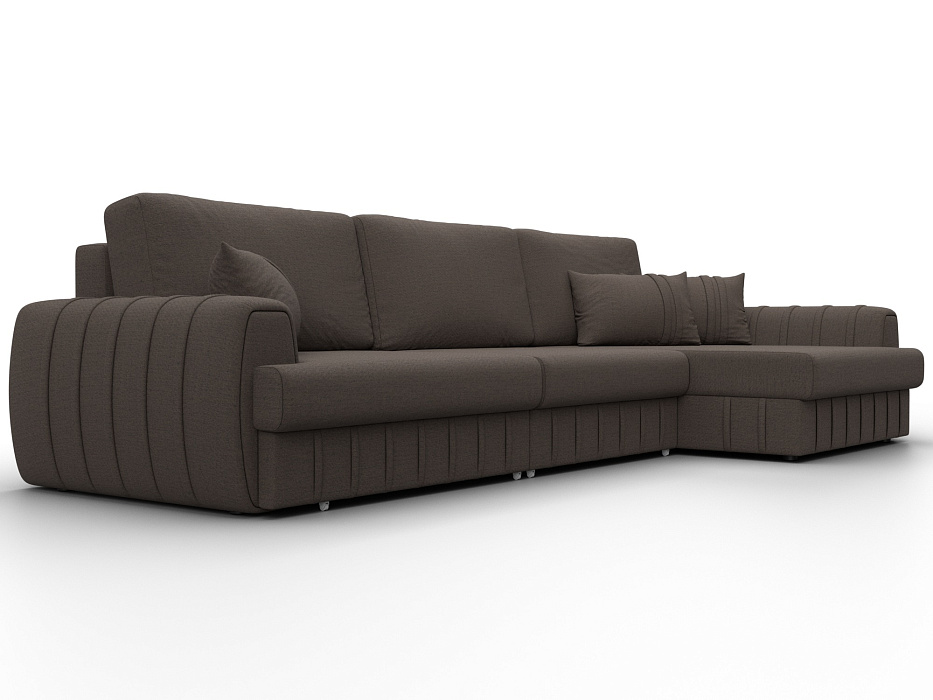 Диван угловой Лига-057 НПБ Лонг угол правый (амур 05 коричневый)