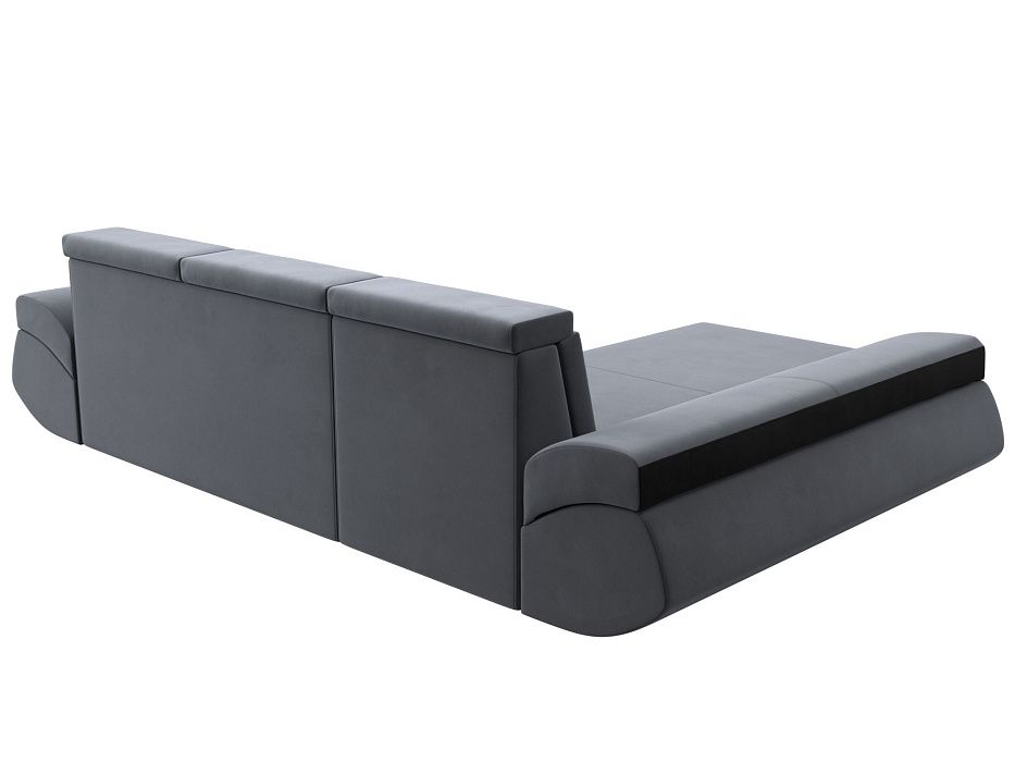 Диван угловой Лига-032 левый угол (seven 17 серый;seven 35 черный)