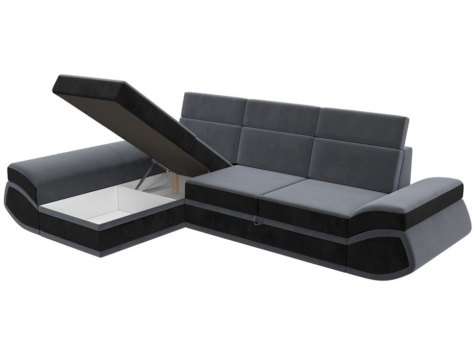 Диван угловой Лига-032 левый угол (seven 17 серый;seven 35 черный)