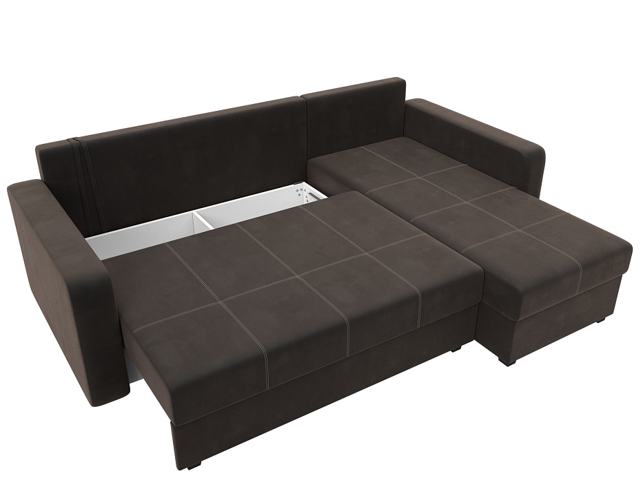 Диван угловой Ливерпуль Лайт правый угол (seven 727 коричневый)