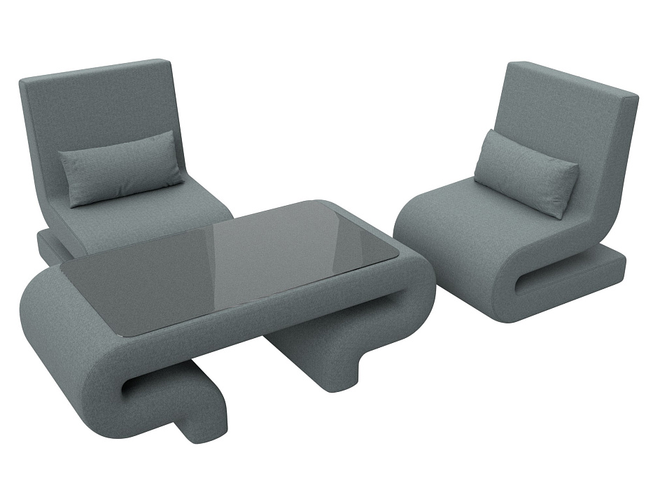 Набор Волна-3 (стол, 2 кресла) (амур 07 серый)