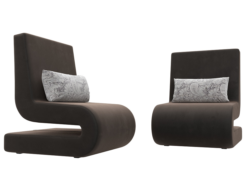 Кресло Волна (2 шт.) (seven 727 коричневый;seven 17 серый)