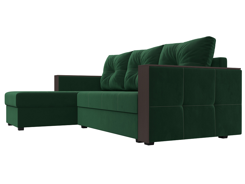 Диван угловой Валенсия Лайт левый угол (seven 626 зеленый)