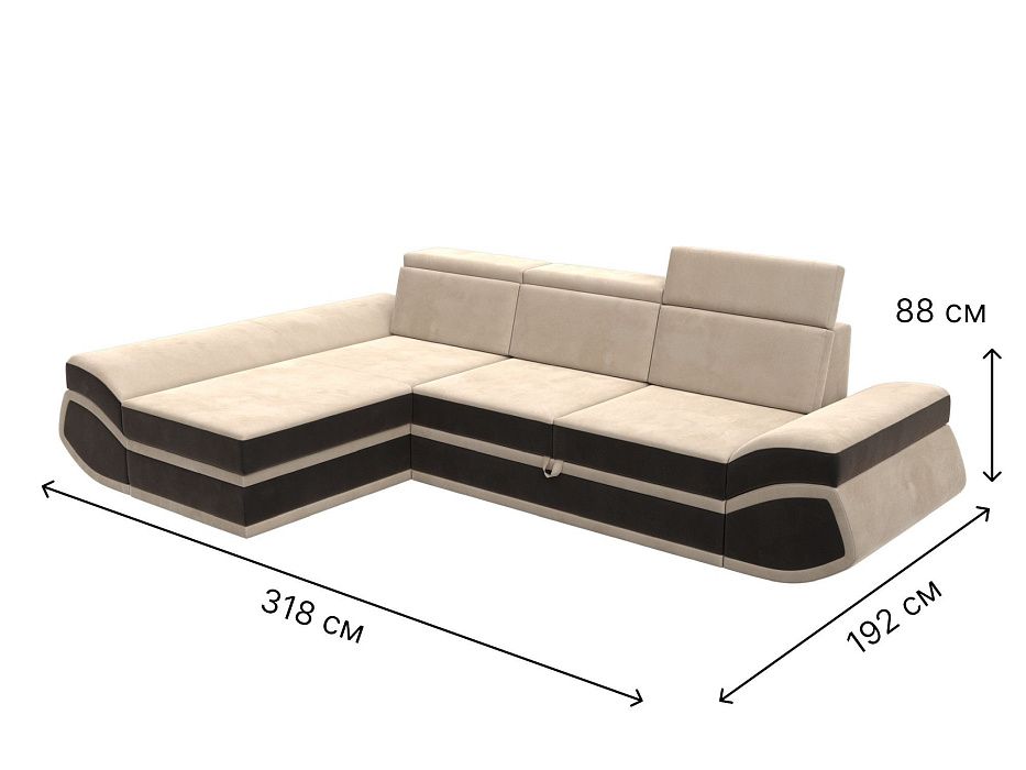 Диван угловой Лига-032 левый угол (seven 729 бежевый;seven 727 коричневый)