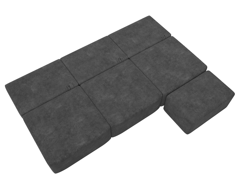 Диван прямой модульный с пуфом Лига-060 НПБ Лонг (brut 16 темно-серый)