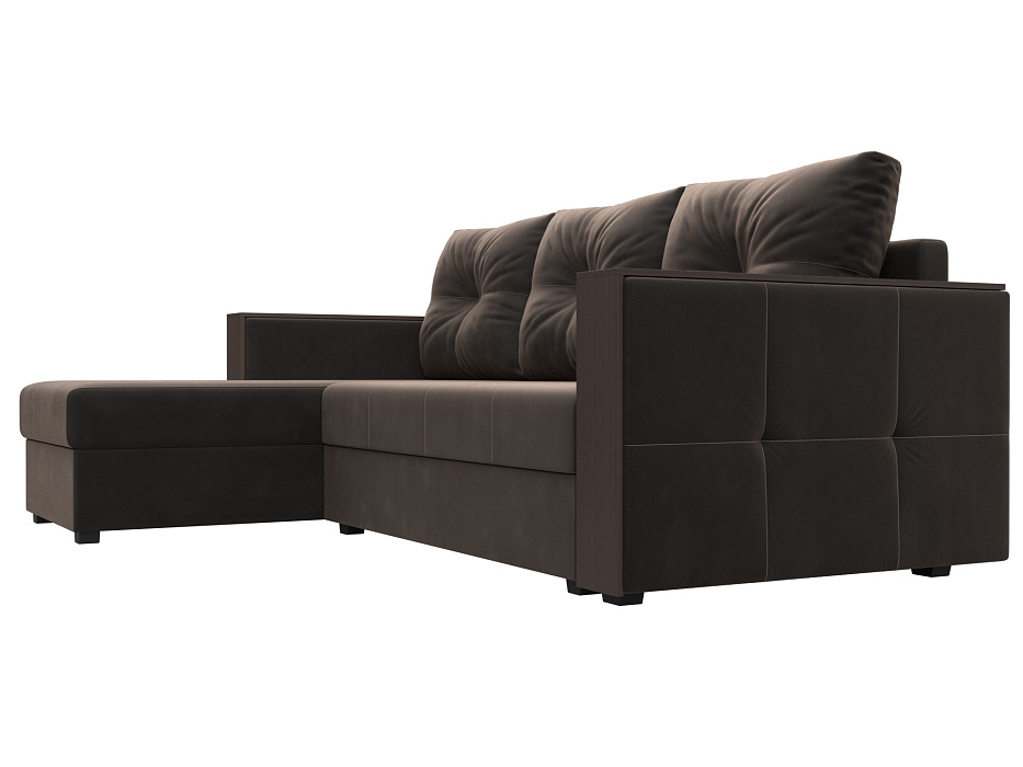 Диван угловой Валенсия Лайт левый угол (seven 727 коричневый)