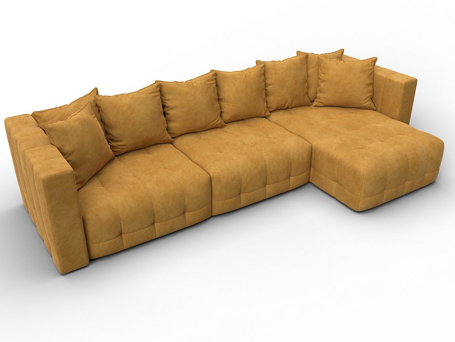 Диван угловой Лига-052 НПБ Лонг угол универсальный (brut 10 желтый)