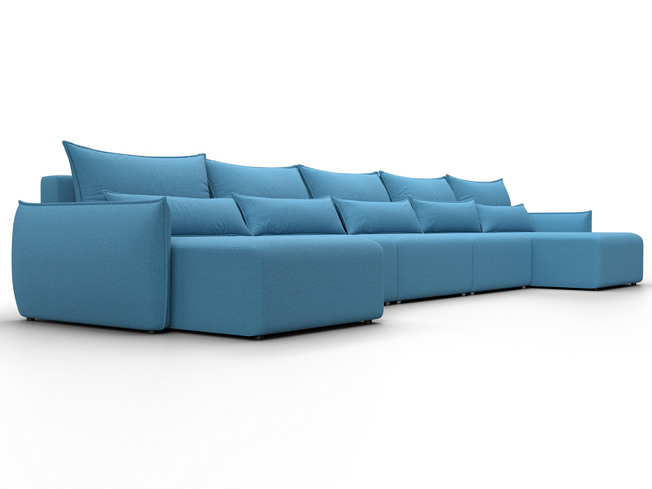 Диван П-образный Лига-051 НПБ МегаЛонг (амур 10 голубой)