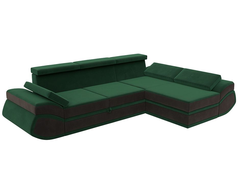Диван угловой Лига-032 правый угол (seven 626 зеленый;seven 727 коричневый)