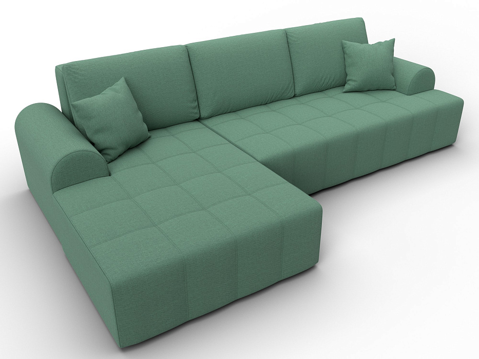 Диван угловой Лига-080 угол левый (амур 11 зеленый)