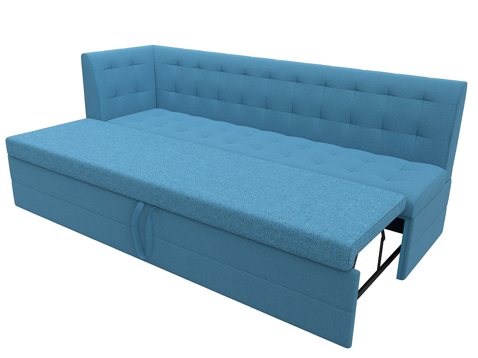 Диван кухонный прямой Бриз с углом слева (амур 10 голубой)