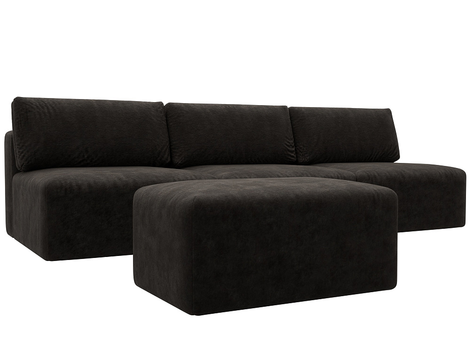 Диван прямой модульный с пуфом Лига-060 НПБ Лонг (brut 17 коричневый)