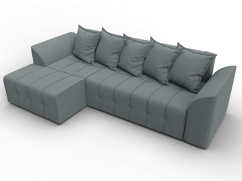 Диван угловой Лига-113 угол левый (амур 07 серый)