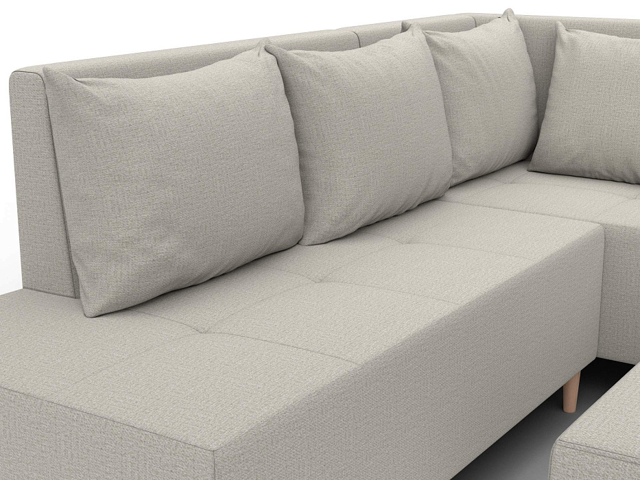 Диван угловой модульный с пуфом Лига-126 угол правый (амур 02 бежевый)