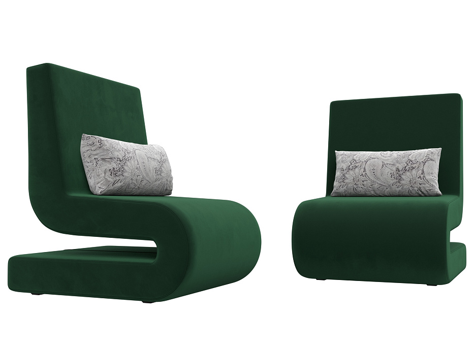 Кресло Волна (2 шт.) (seven 626 зеленый;seven 17 серый)