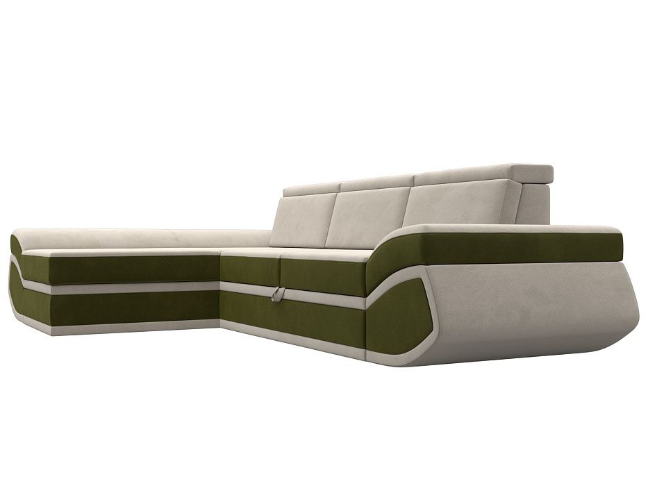Диван угловой Лига-032 левый угол (бежевый;зеленый)