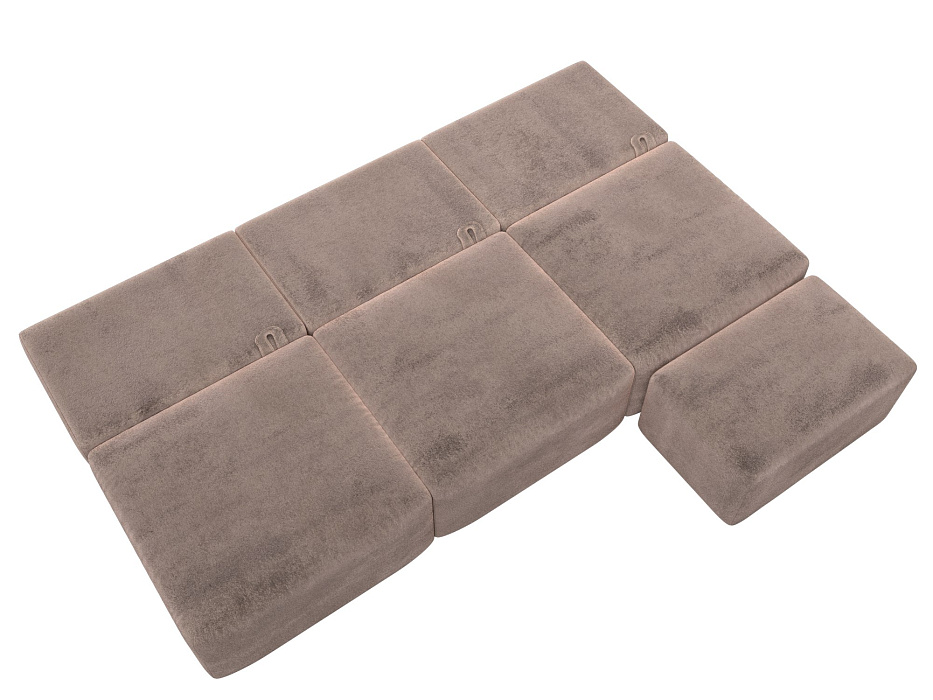 Диван прямой модульный с пуфом Лига-060 НПБ Лонг (tower 05 бежевый)