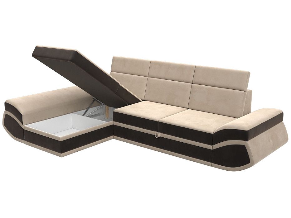 Диван угловой Лига-032 левый угол (seven 729 бежевый;seven 727 коричневый)