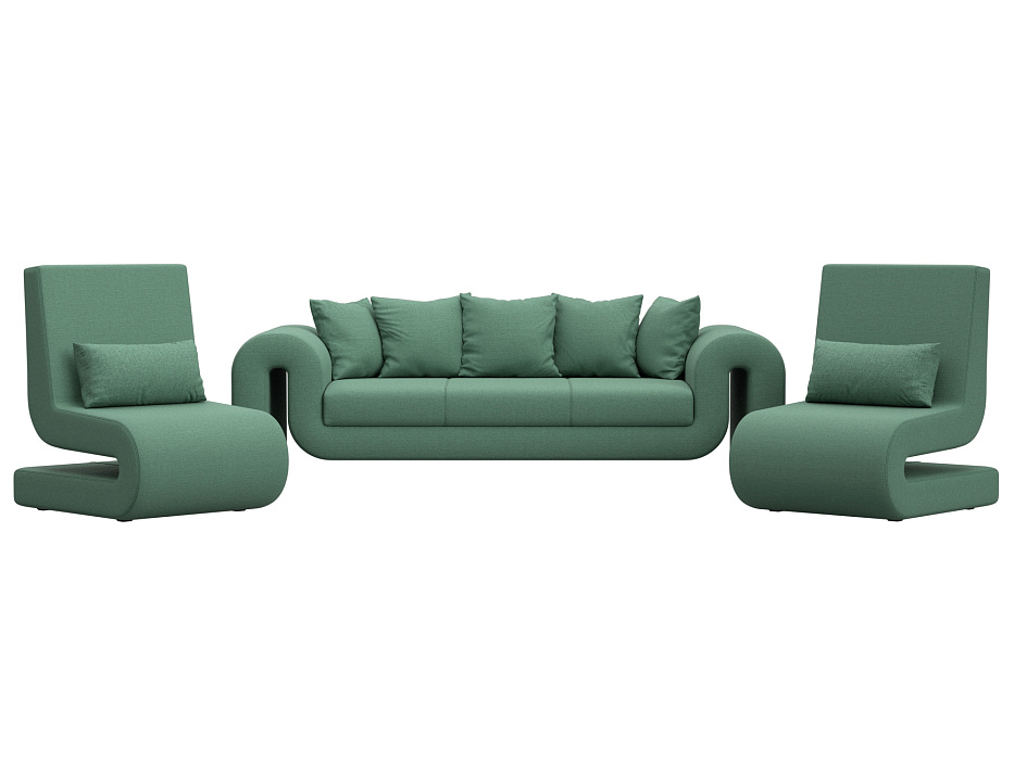 Набор Волна-1 (диван, 2 кресла) (амур 11 зеленый)