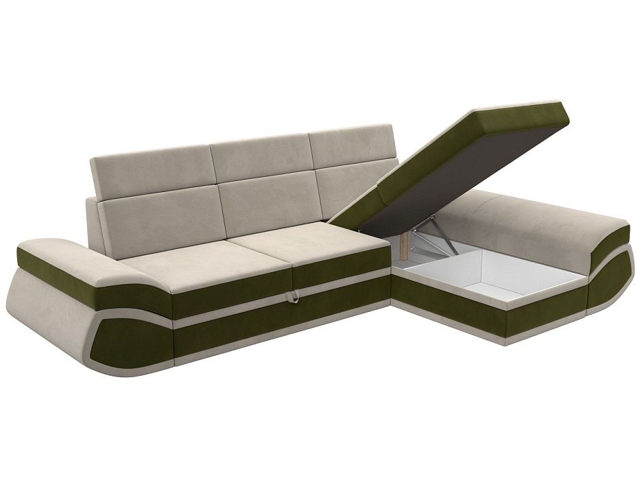 Диван угловой Лига-032 правый угол (бежевый;зеленый)