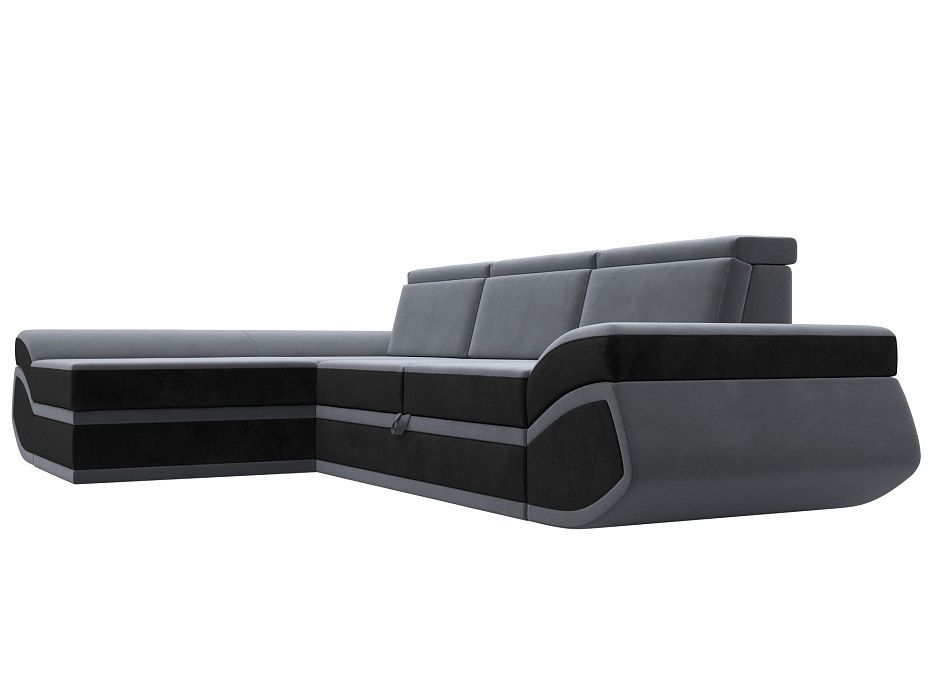 Диван угловой Лига-032 левый угол (seven 17 серый;seven 35 черный)