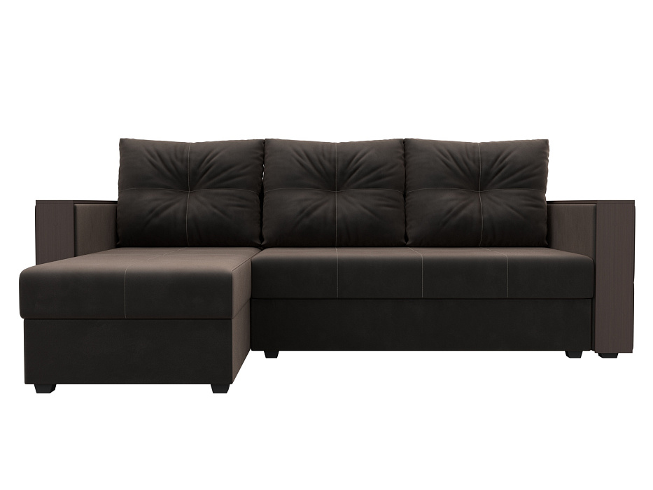 Диван угловой Валенсия Лайт левый угол (seven 727 коричневый)