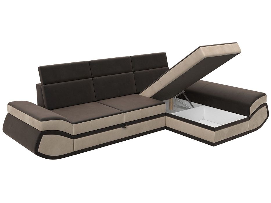 Диван угловой Лига-032 правый угол (seven 727 коричневый;seven 729 бежевый)