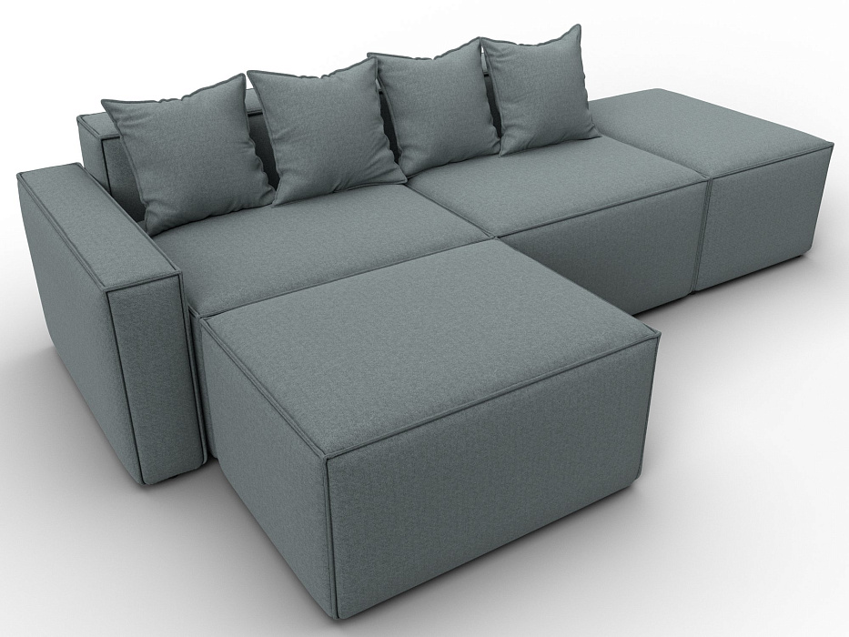 Диван угловой модульный Лига-063 угол левый (амур 07 серый)