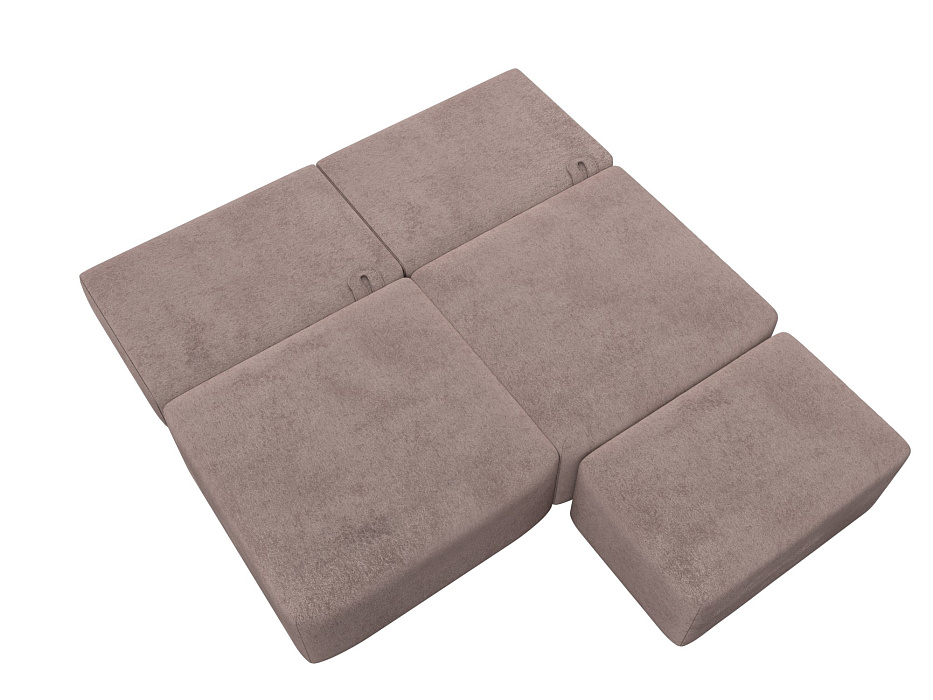 Диван прямой модульный с пуфом Лига-060 НПБ (tower 05 бежевый)