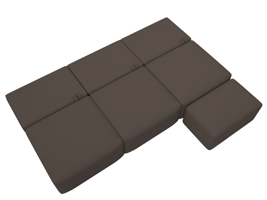 Диван прямой модульный с пуфом Лига-060 НПБ Лонг (амур 05 коричневый)
