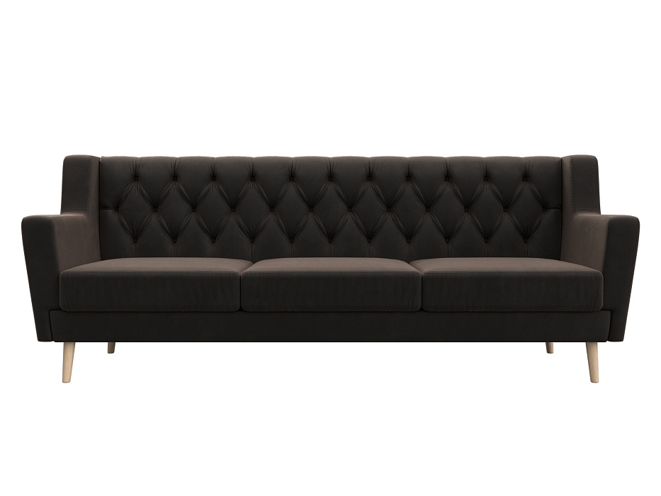 Диван кухонный прямой Брайтон 3 Люкс (seven 727 коричневый)