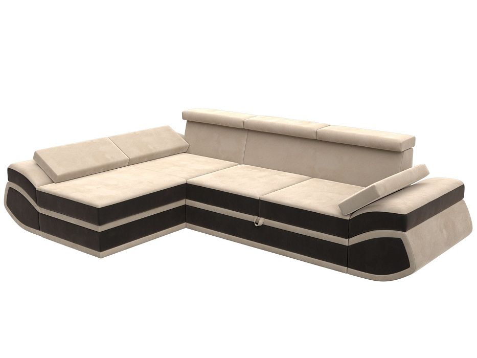 Диван угловой Лига-032 левый угол (seven 729 бежевый;seven 727 коричневый)
