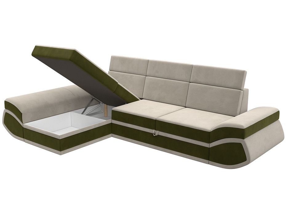 Диван угловой Лига-032 левый угол (бежевый;зеленый)